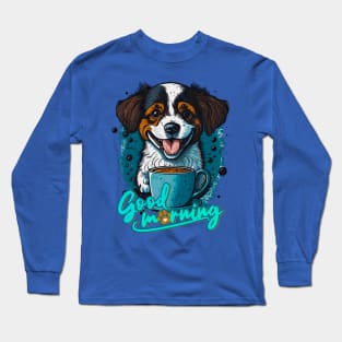 cute puppy waits with the first tea of the day Long Sleeve T-Shirt